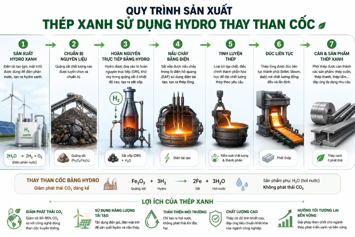 Thép xanh sử dụng hydro