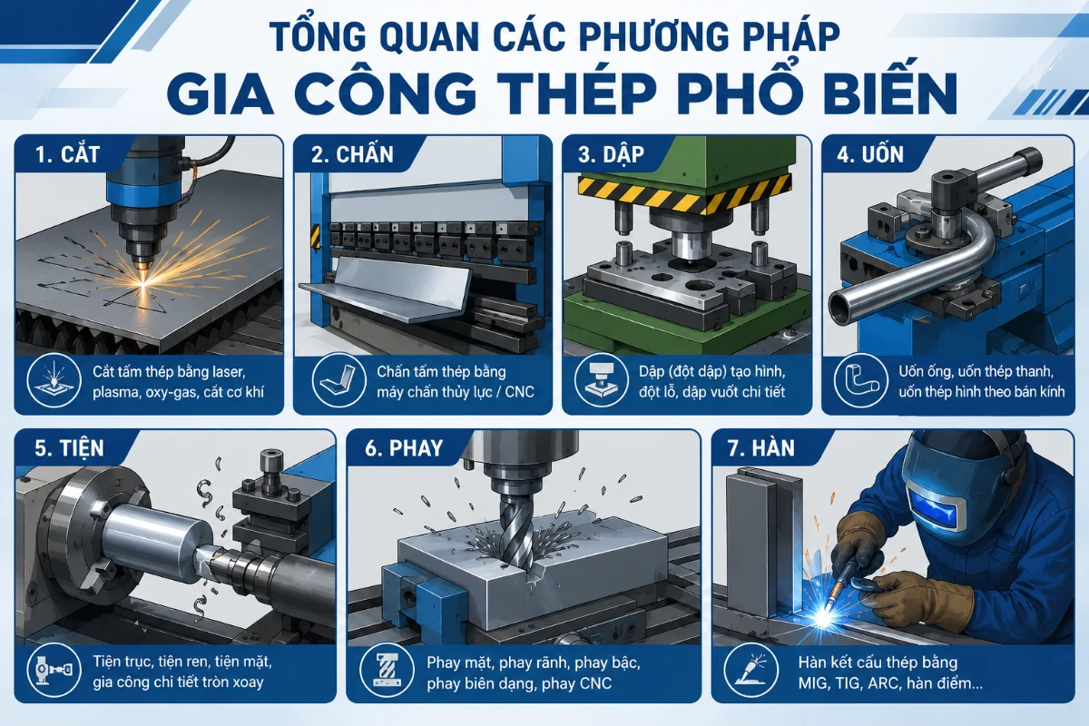 Các Loại Gia Công Thép Phổ Biến Nhất