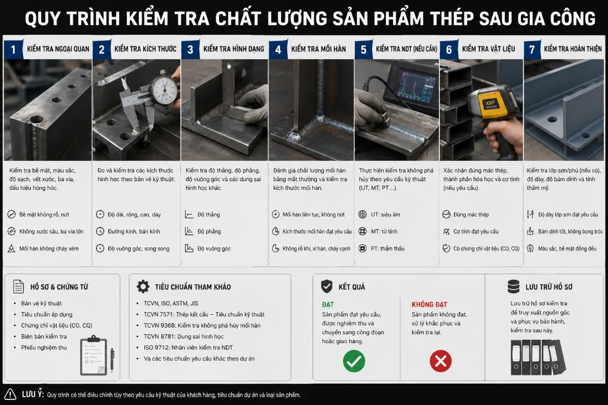 Quy trình kiểm tra gia công thép