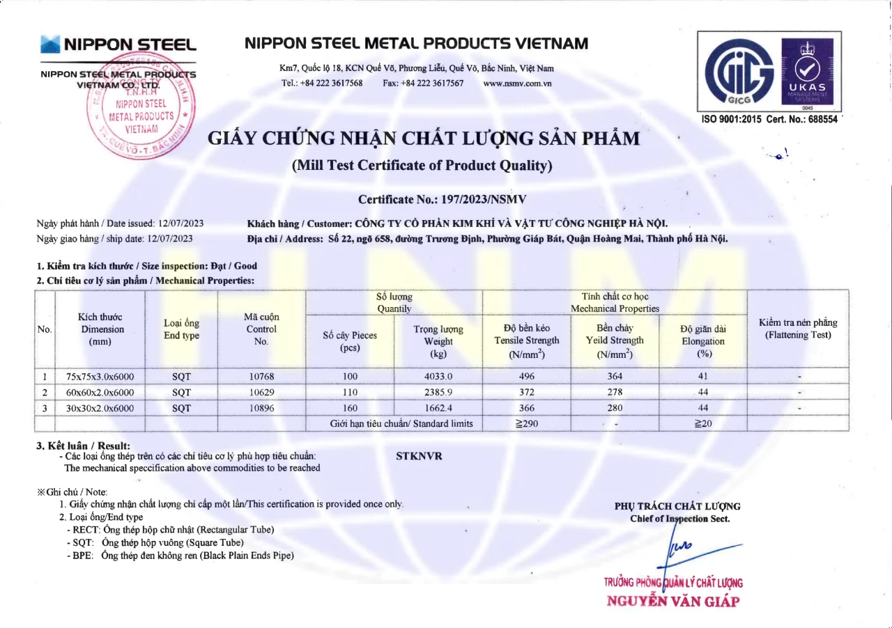 Chứng chỉ thép