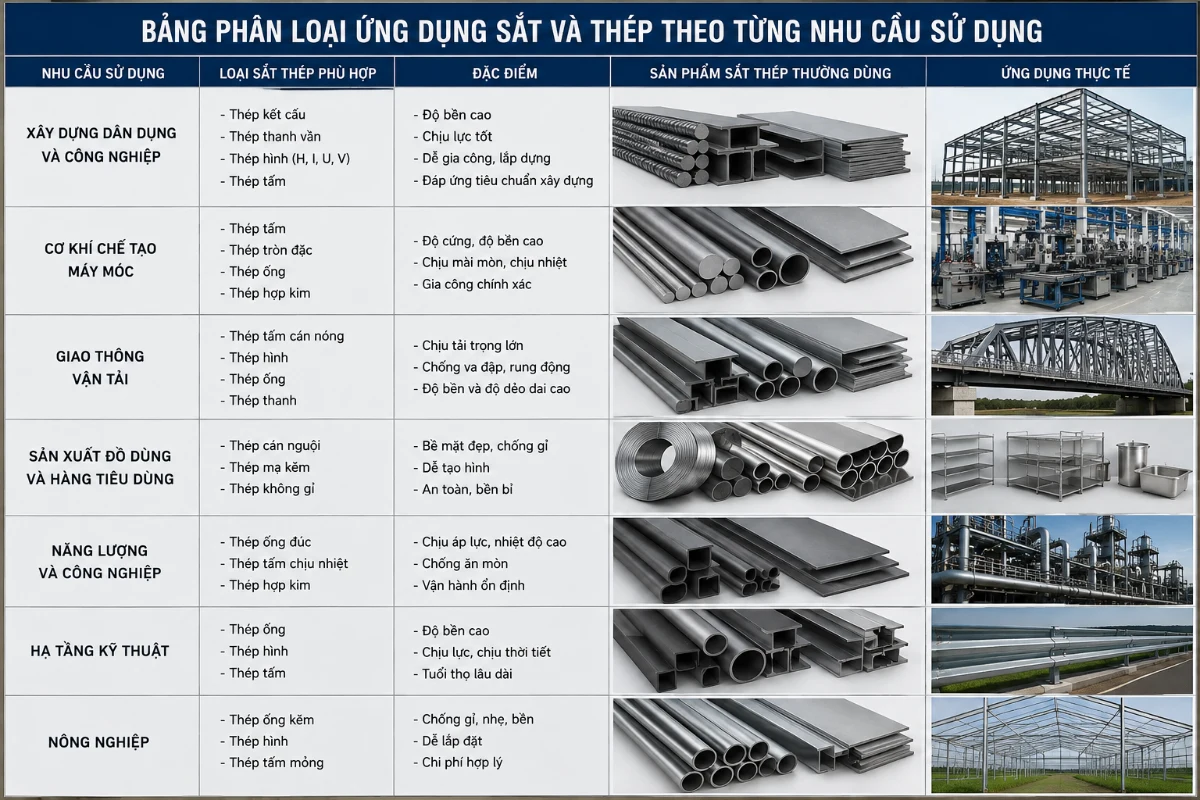 ứng dụng của sắt thép trong đời sống