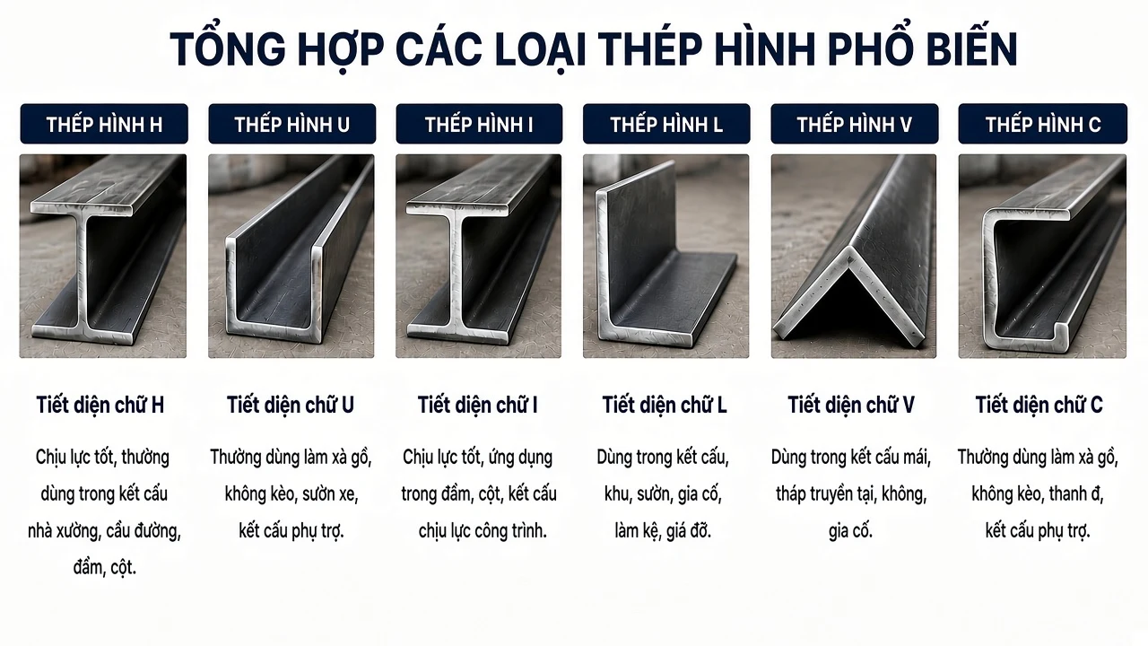 Thép hình H , U ,I ,L , V,C