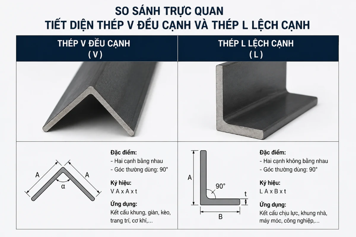 phân biệt thép L và V