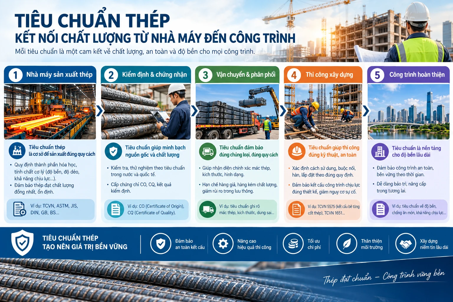 Tiêu Chuẩn Thép Là Gì? Giải Mã Từ A-Z Cho Người Xây Dựng
